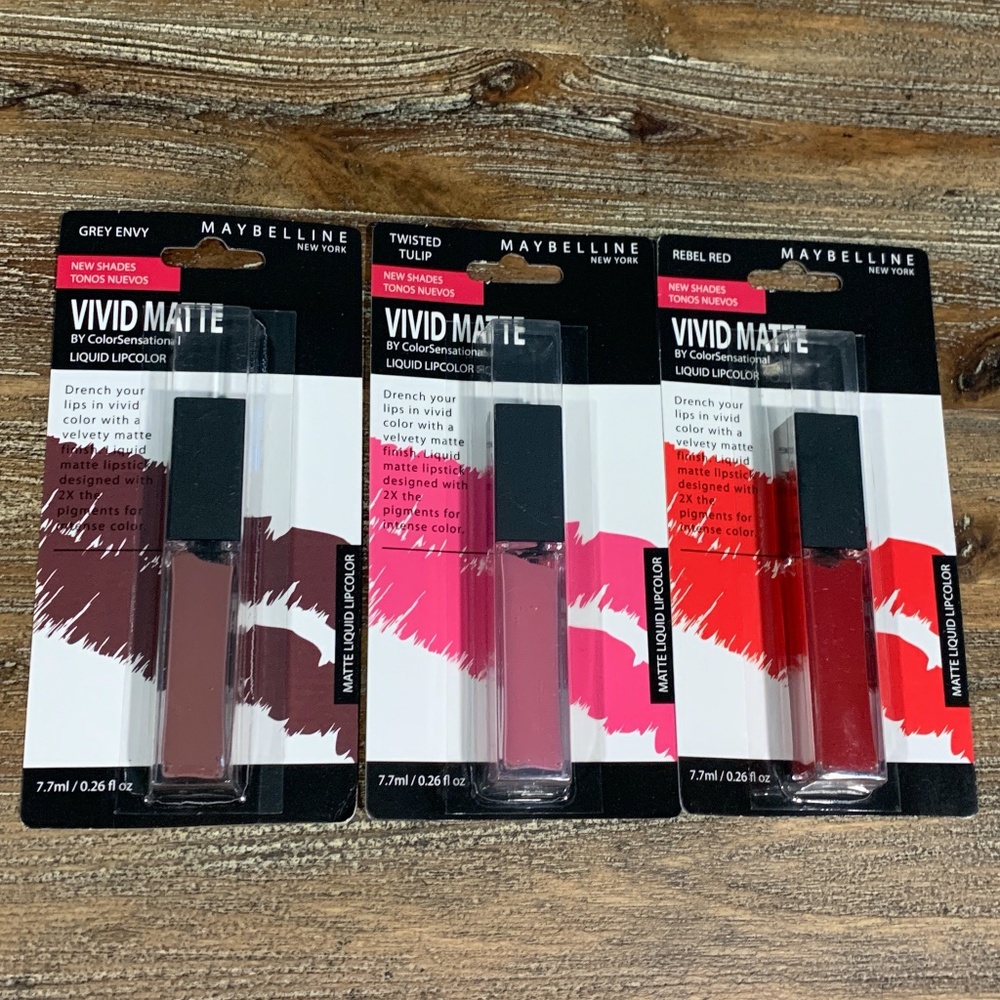 Maybelline Vivid Matte Color Sensational Liquid Lipcolor Set of 3 NWT